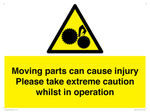 Moving parts can cause injury Please take extreme caution whilst in operation